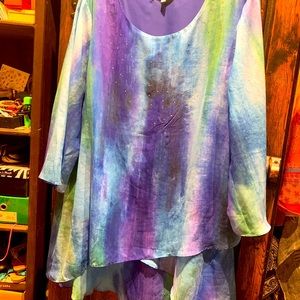 Indigo Soul 2XL flowing blouse with rhinestones